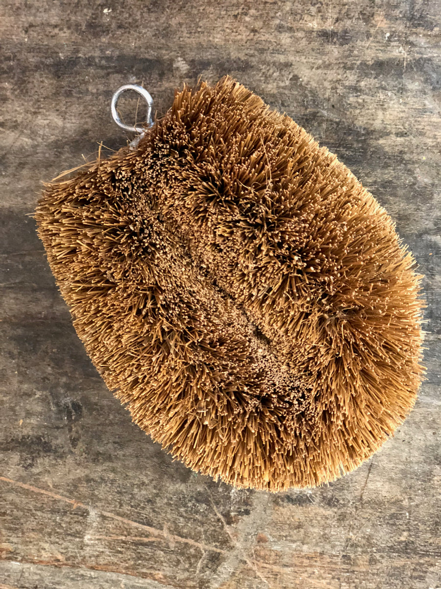 Tawashi-style Scrub Brush, Traditional 4-Inch Natural Coir Bristle